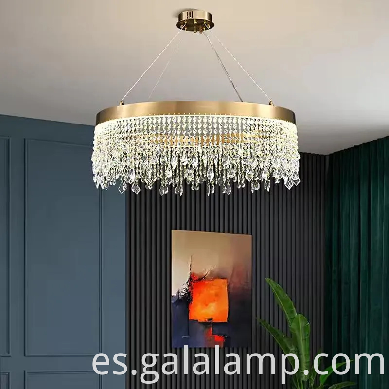 Luz colgante de cristal de oro de oro para bodas elegantes